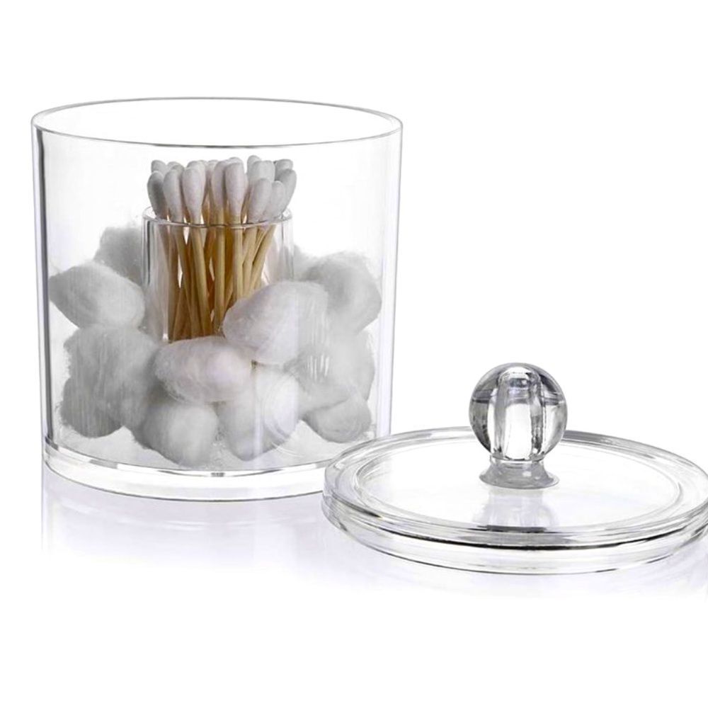 Elle Clear Acrylic Cotton Ball/Swab Organizer with Lid